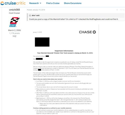 國外網友曬出的大通銀行通知函（圖片來源：截自crusecritic.com）