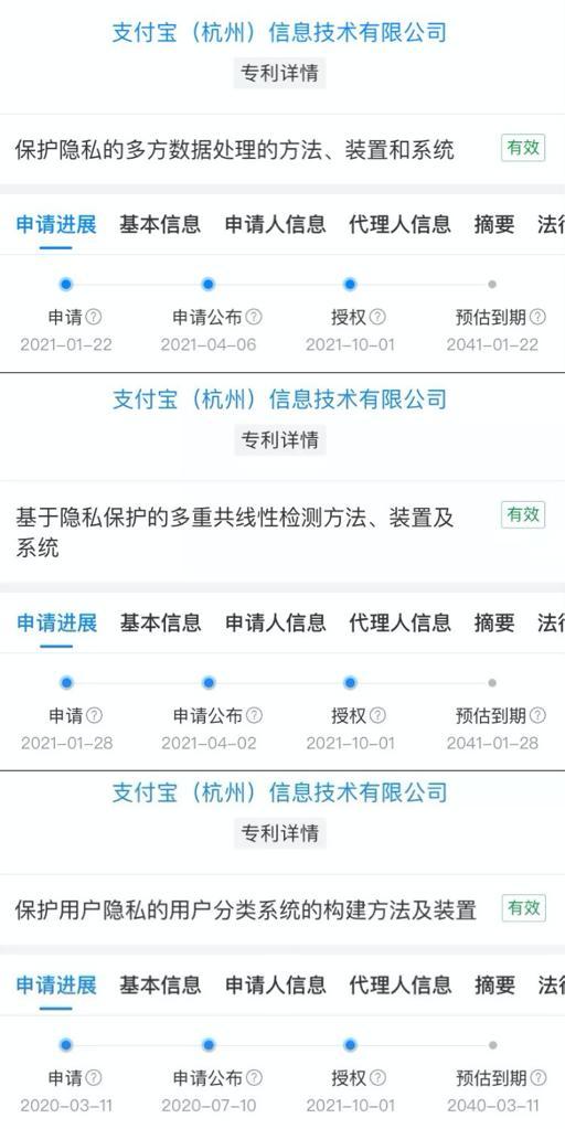 支付寶多項“隱私保護”專利獲得授權